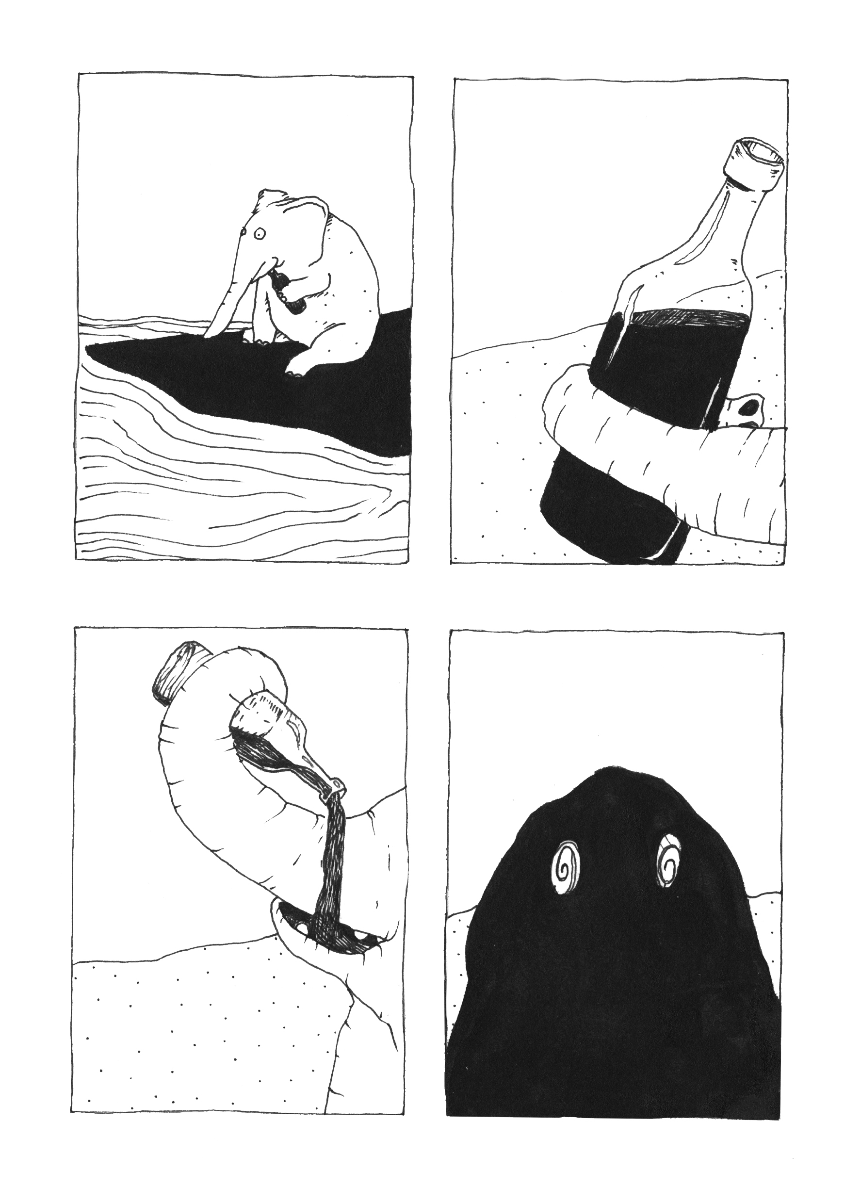 - Un éléphant se prélasse sur la plage, un oiseau passe...- page 6